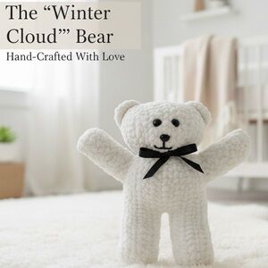 New Handmade White Chenille Teddy Bear